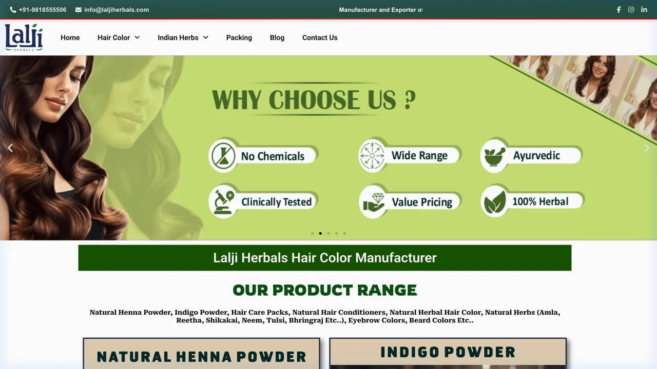 Lalji Herbals Homepage Preview