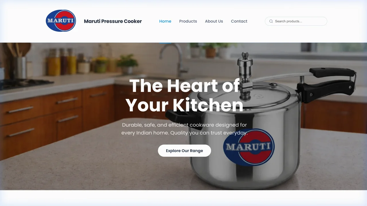 Maruti Cooker Homepage Preview